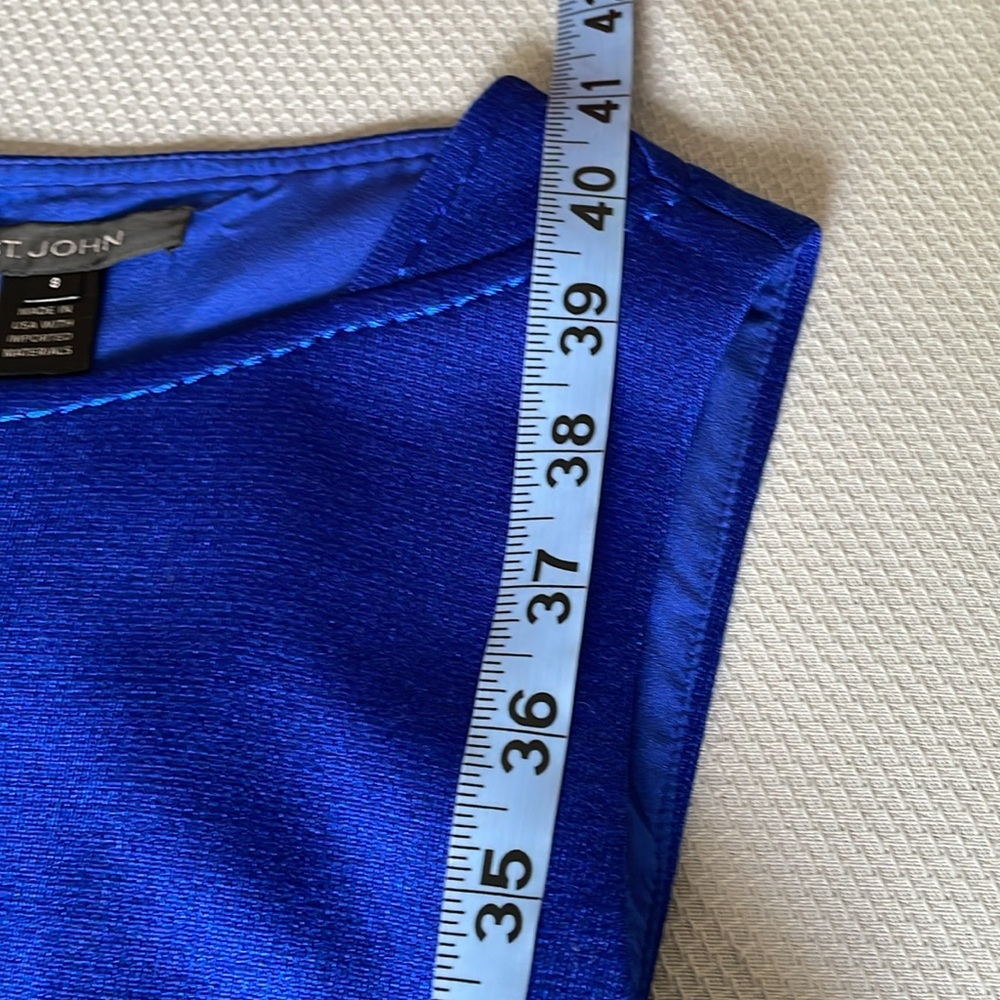 St. John Elegant Blue Sleeveless Wool Blend Sheath Dress Size 8 - Picture 7 of 9